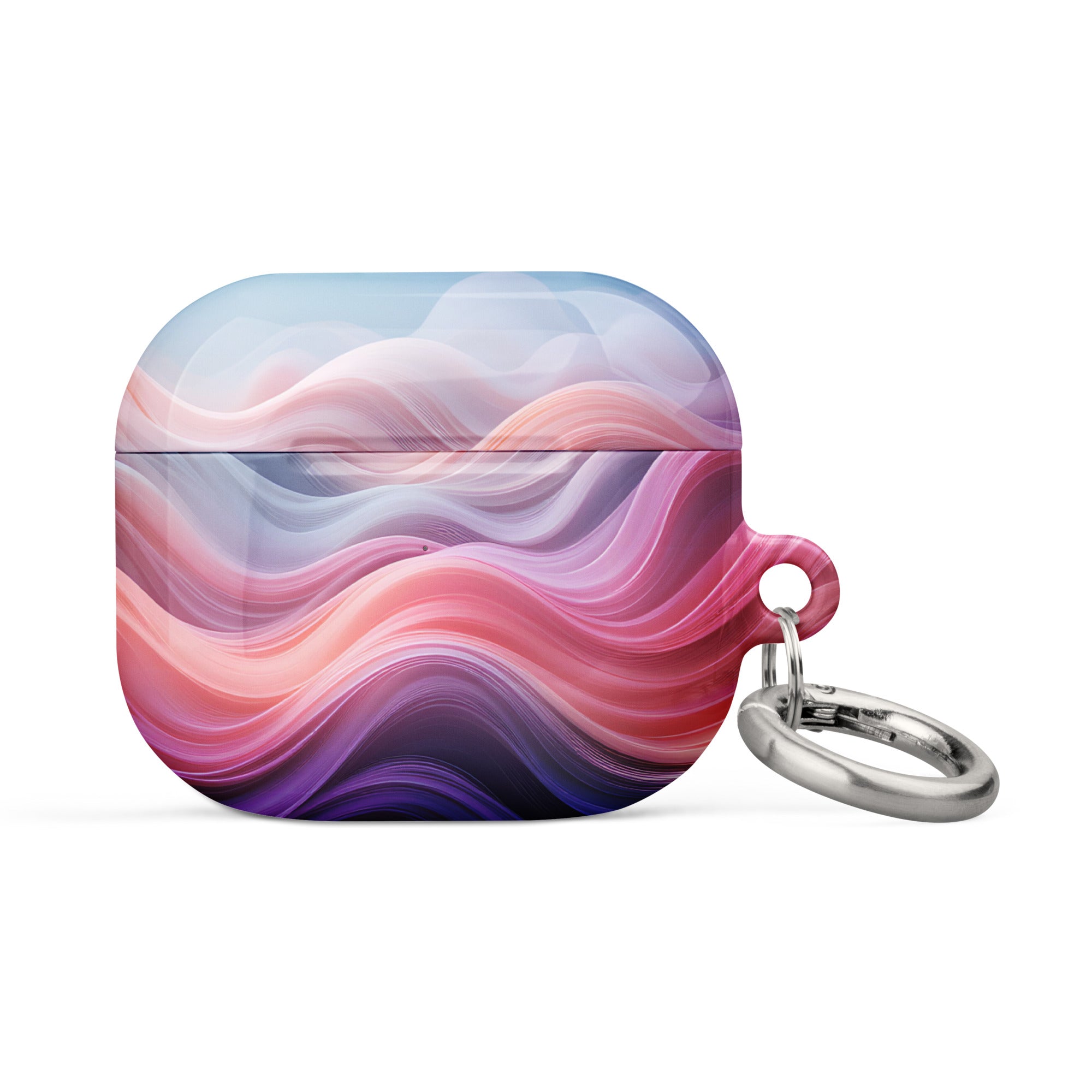 Blush Aurora Dream Wave AirPods Case – Protective PC Cover with Metal Carabiner