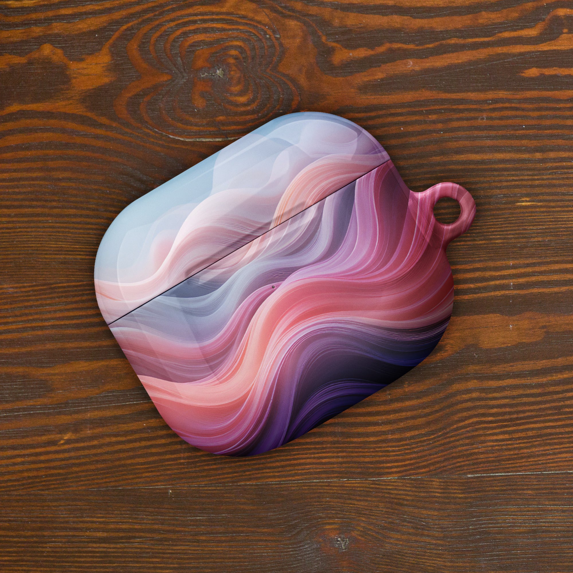 Blush Aurora Dream Wave AirPods Case – Protective PC Cover with Metal Carabiner