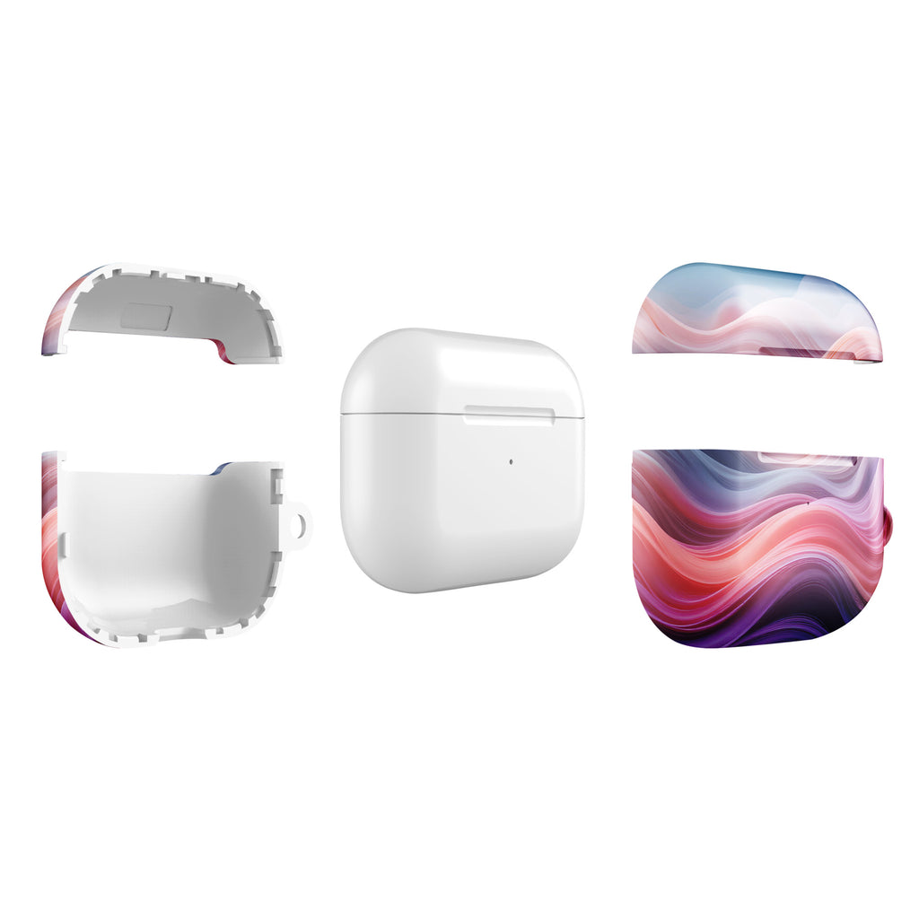 Blush Aurora Dream Wave AirPods Case – Protective PC Cover with Metal Carabiner