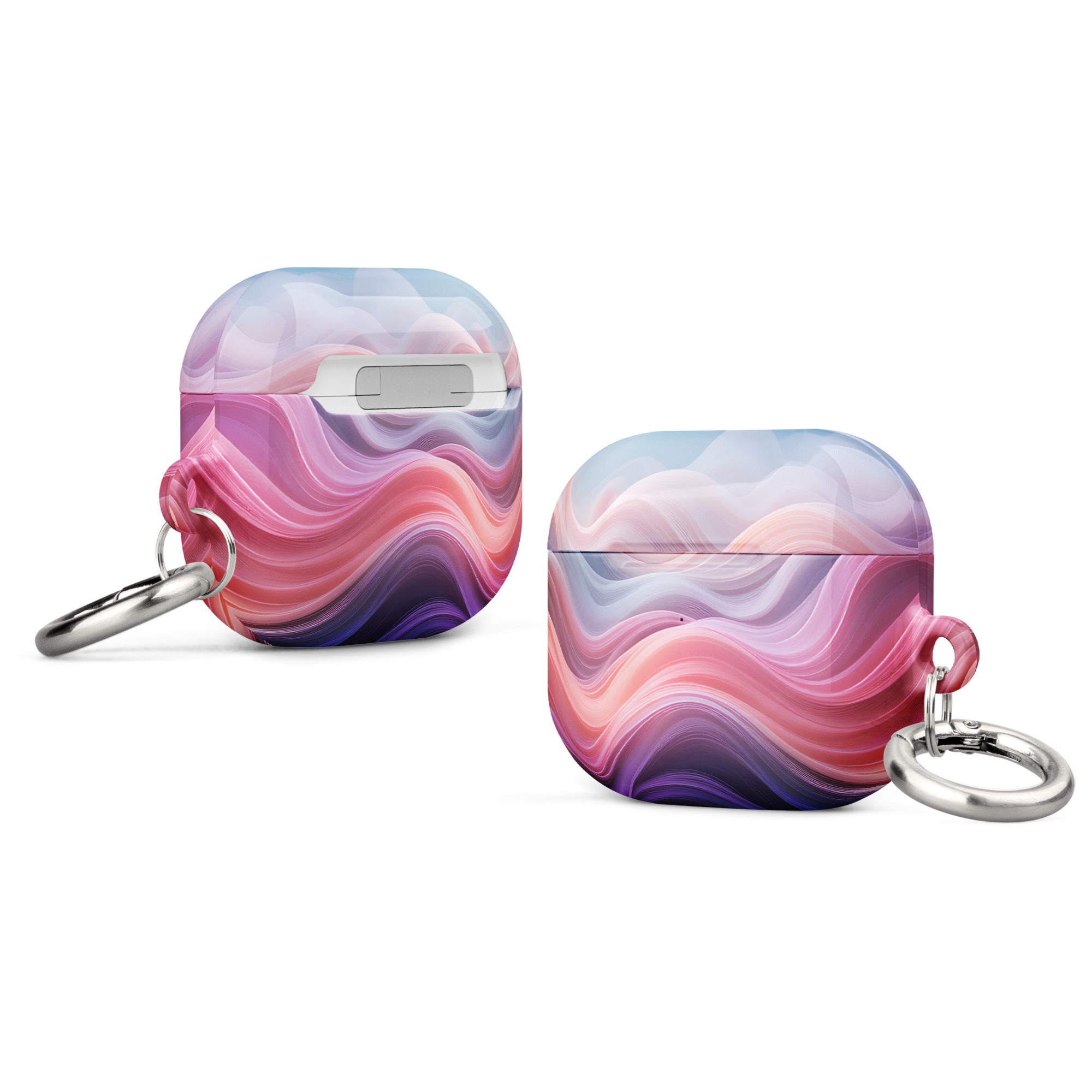 Blush Aurora Dream Wave AirPods Case – Protective PC Cover with Metal Carabiner