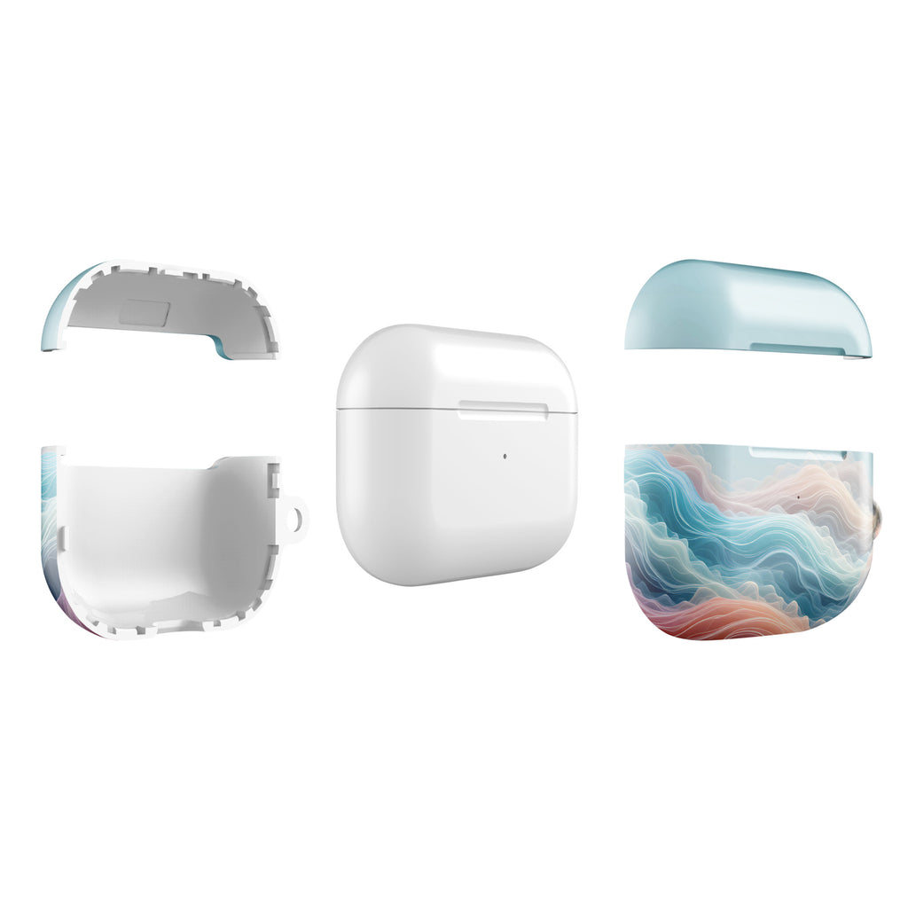 Ocean Mist Dream Wave AirPods Case – Protective PC Cover with Metal Carabiner