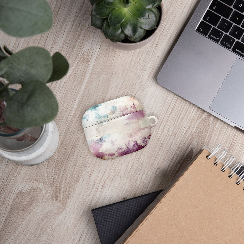 Soft Watercolor Blend AirPods Case – Protective PC Cover with Metal Carabiner