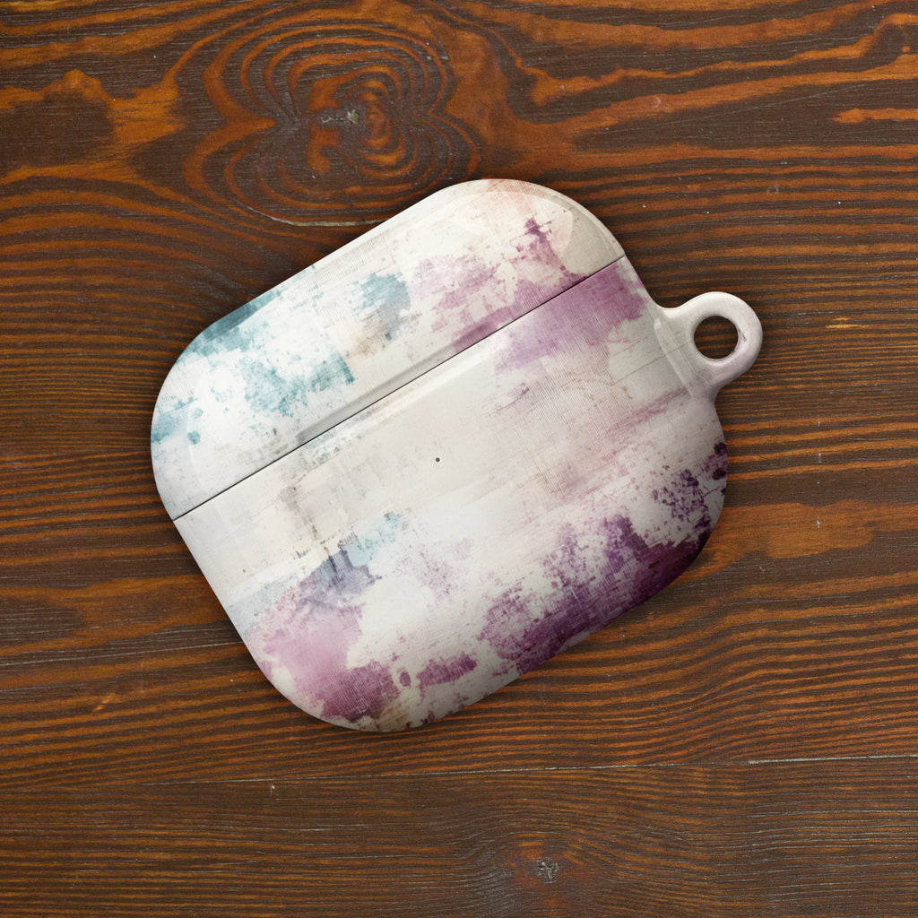 Soft Watercolor Blend AirPods Case – Protective PC Cover with Metal Carabiner