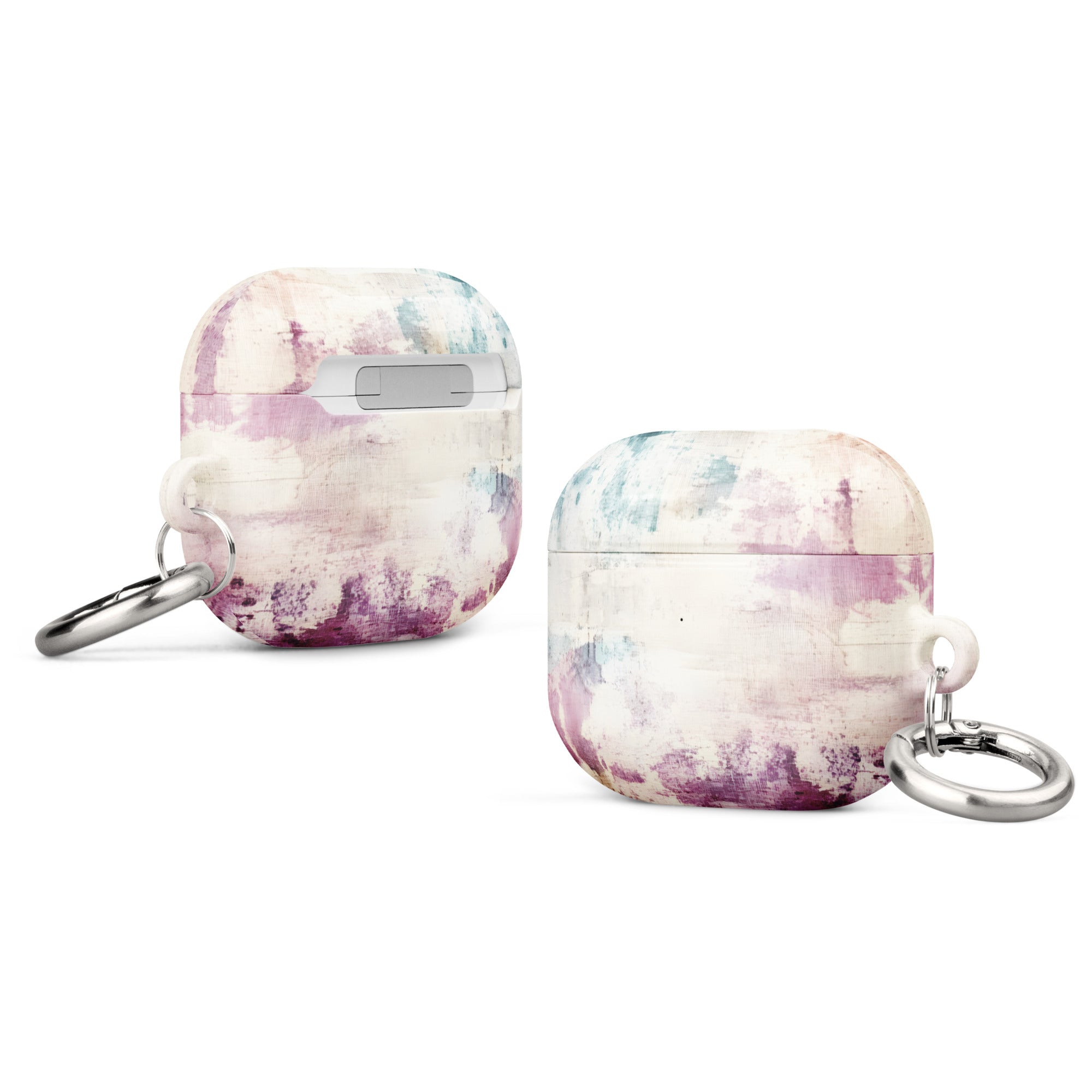 Soft Watercolor Blend AirPods Case – Protective PC Cover with Metal Carabiner
