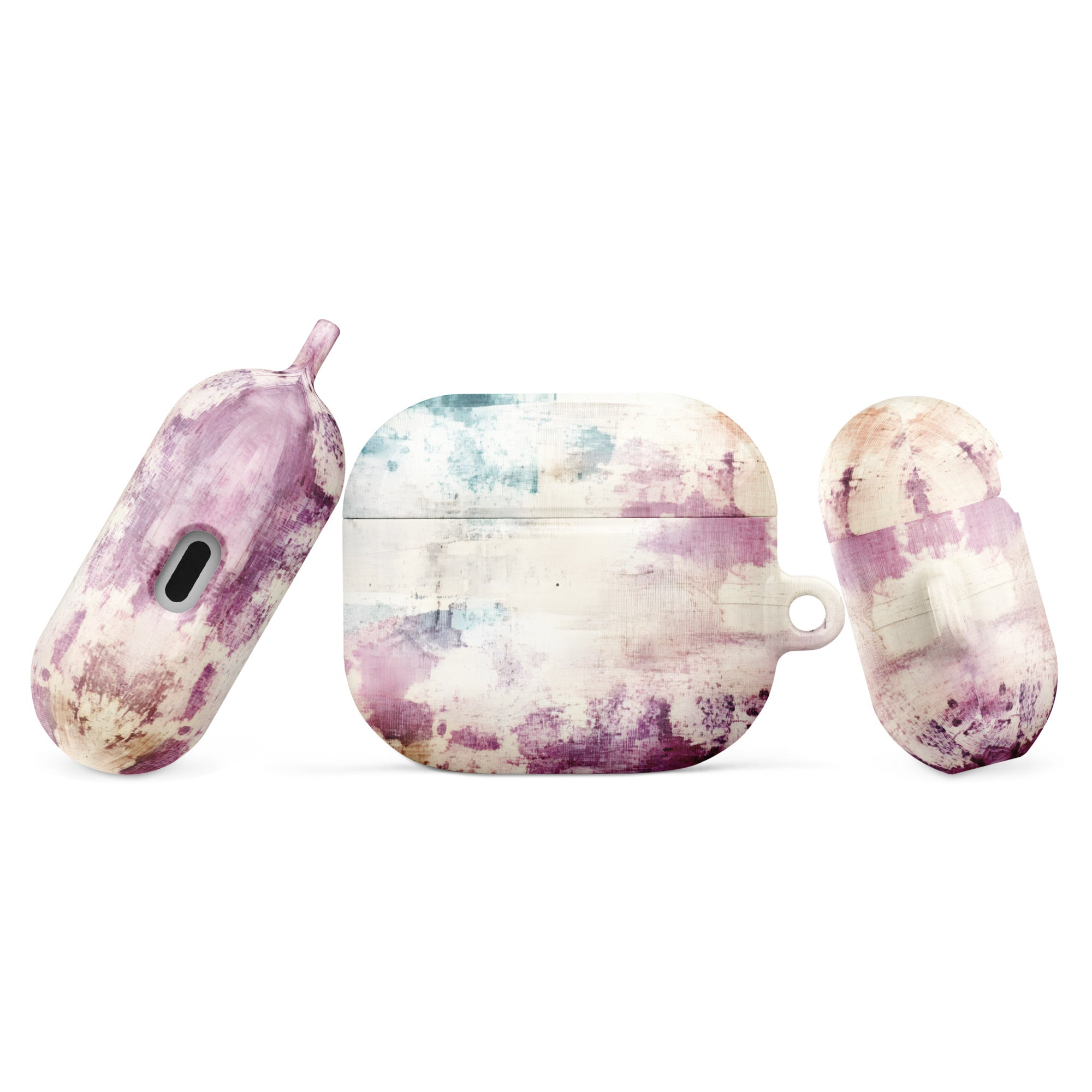Soft Watercolor Blend AirPods Case – Protective PC Cover with Metal Carabiner