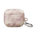 Vintage Blush Floral Damask AirPods Case – Protective PC Cover with Metal Carabiner
