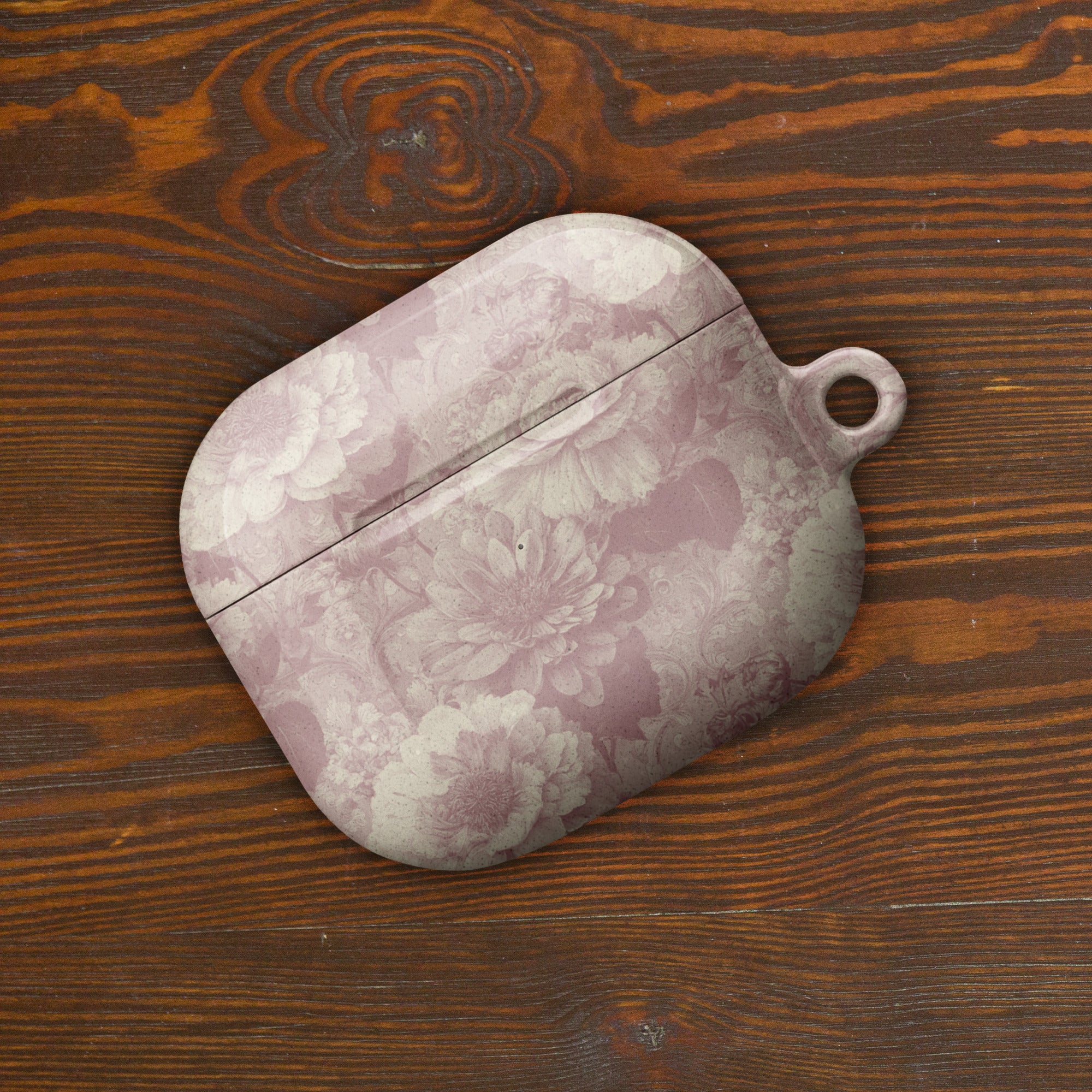 Vintage Blush Floral Damask AirPods Case – Protective PC Cover with Metal Carabiner