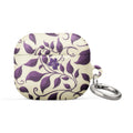 Violet Botanical Pattern AirPods Case – Protective PC Cover with Metal Carabiner
