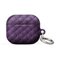 Royal Violet Quilted AirPods Case – Protective PC Cover with Metal Carabiner