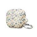 Blue Meadow Floral Case for AirPods – Protective PC Cover with Metal Carabiner
