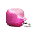 Pink Flow AirPods Case – Protective PC Cover with Metal Carabiner