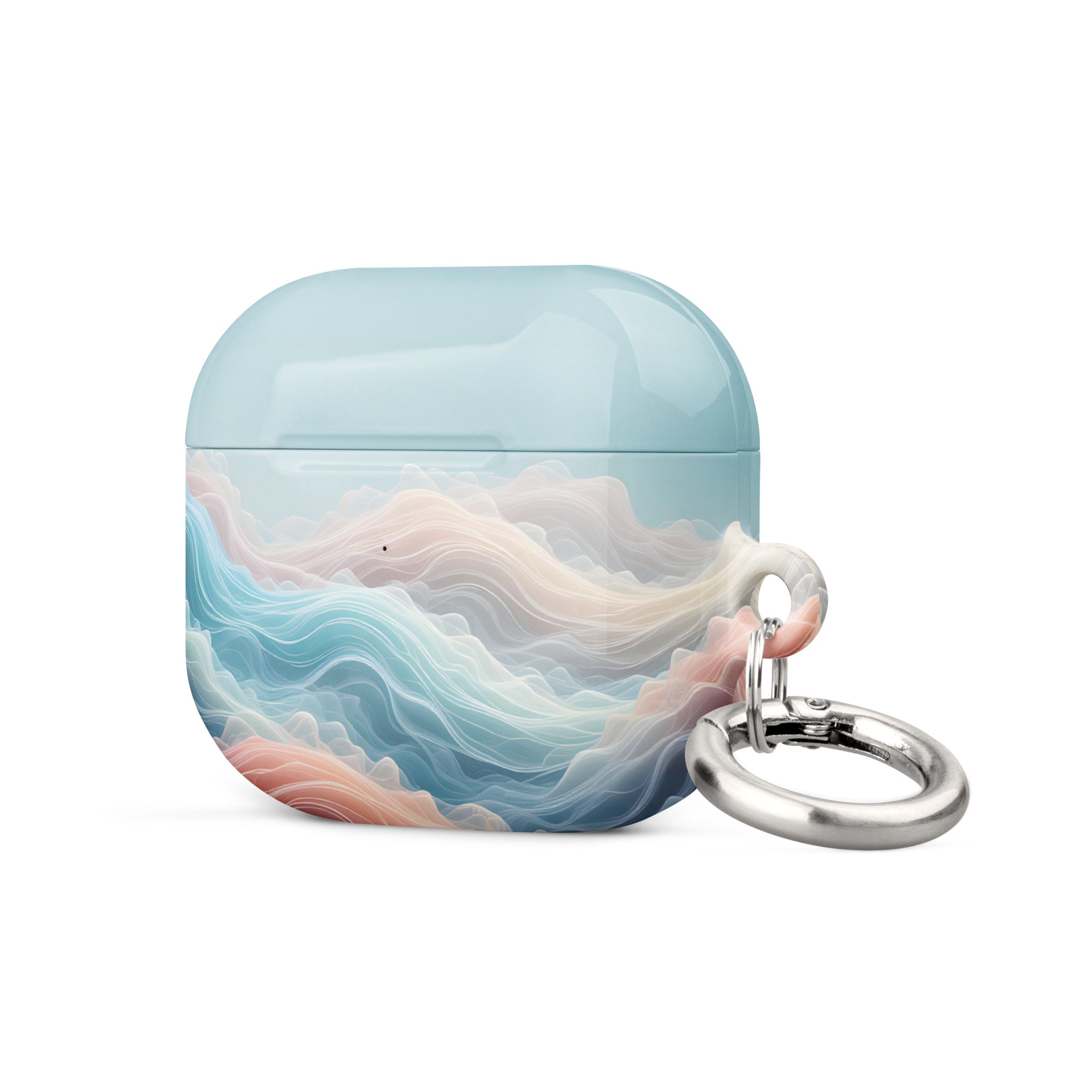 Ocean Mist Dream Wave AirPods Case – Protective PC Cover with Metal Carabiner