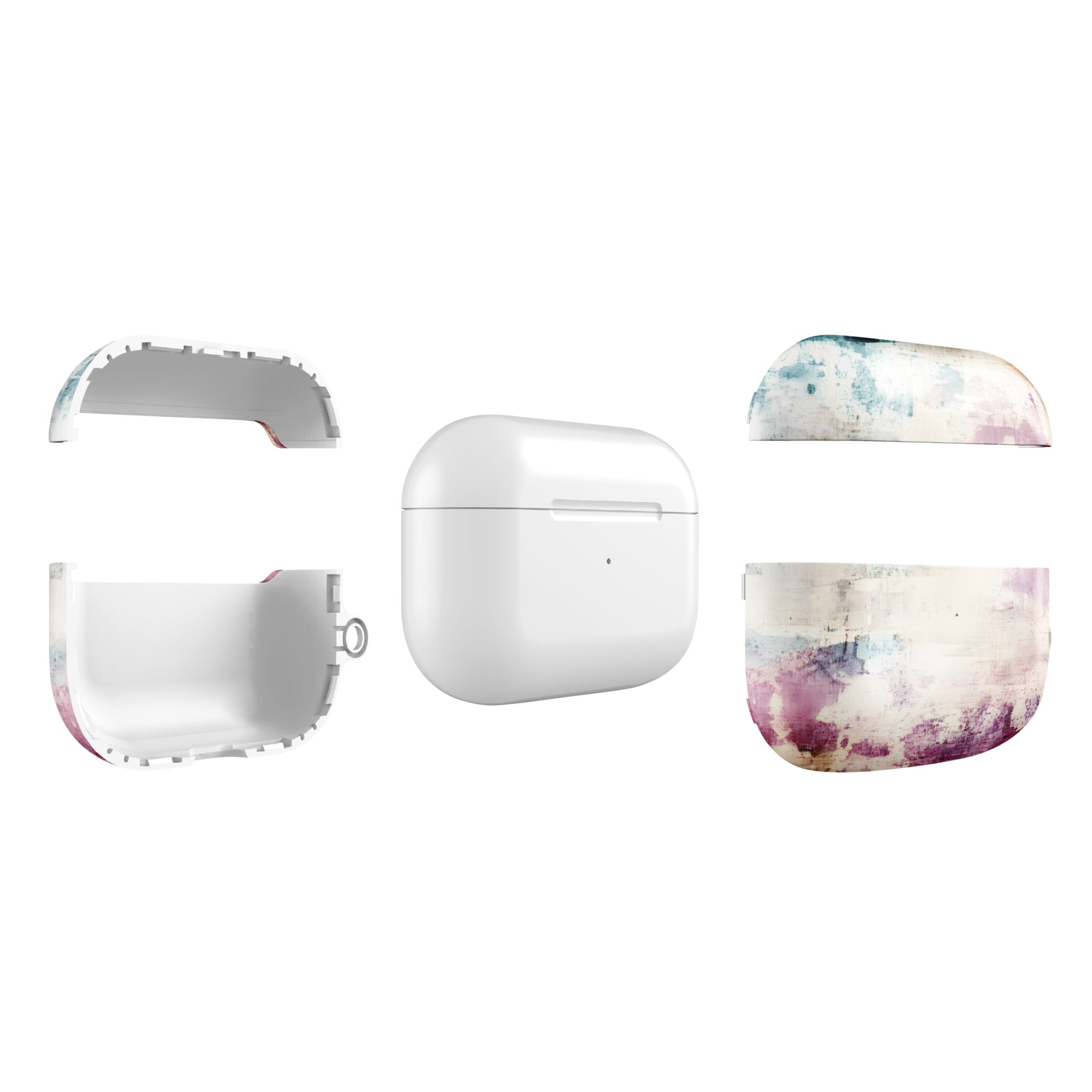 Soft Watercolor Blend AirPods Case – Protective PC Cover with Metal Carabiner