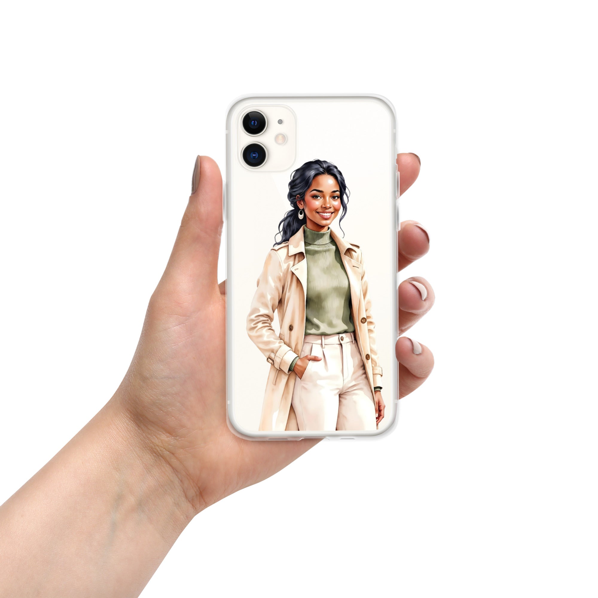 Chic Autumn Style Clear Case for iPhone 11 - Fashion Illustration Protective Cover