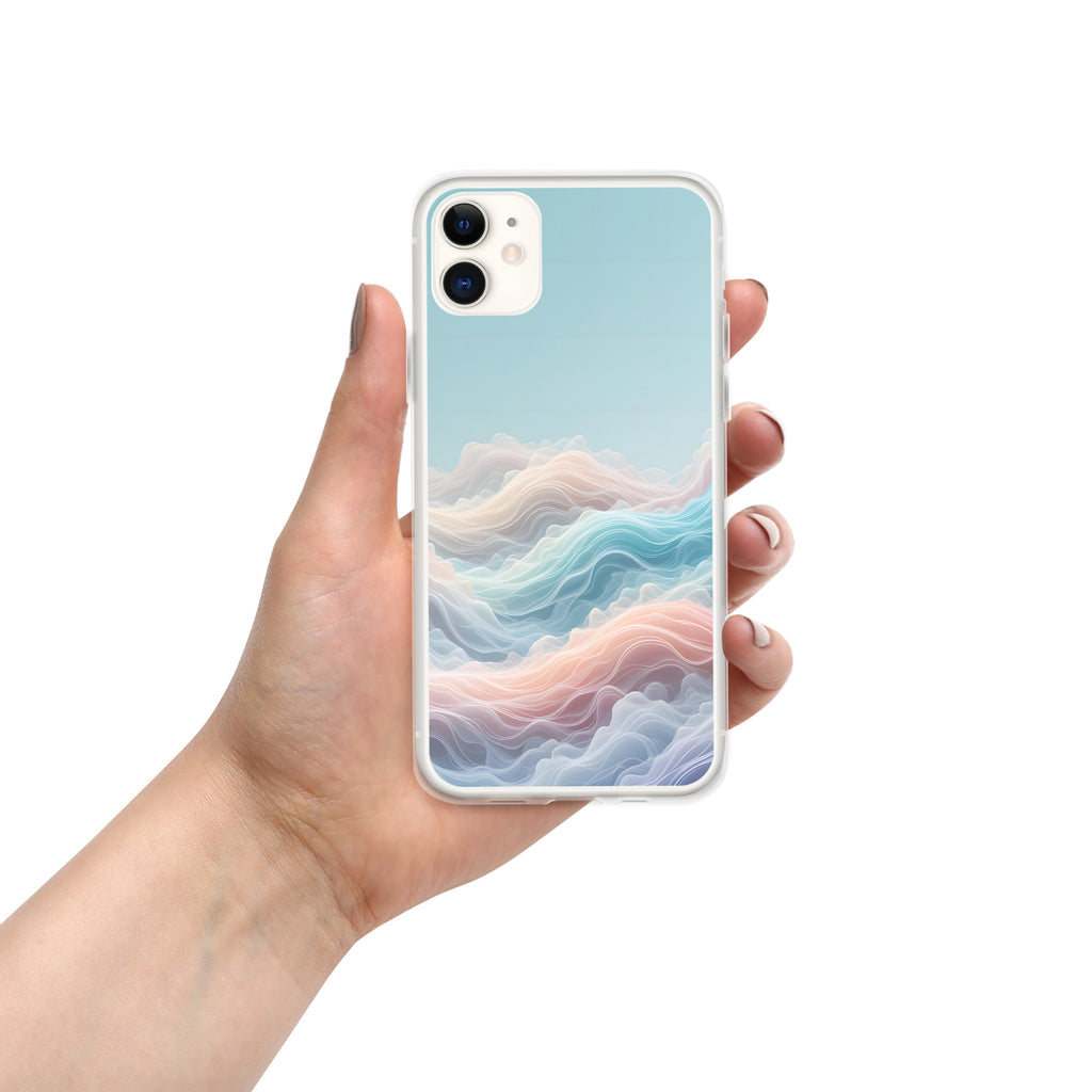 Horizon Dream Clear Case for iPhone 11 - Pastel Abstract Waves Protective Cover