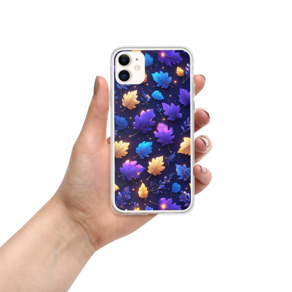 Neon Autumn Glow Clear Case for iPhone 11 - Vibrant Fall Leaves Luminous Protective Cover