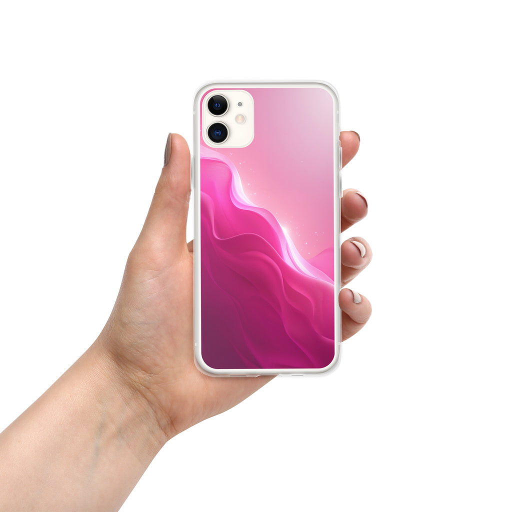 Pink Velvet Waves Dream Clear Case for iPhone 11 - Abstract Pink Gradient Protective Cover