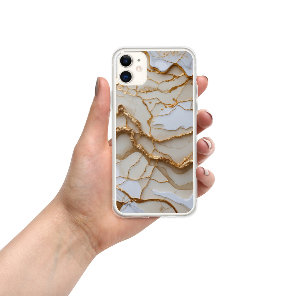 Ivory Golden Marble Elegance Clear Case for iPhone 11 - Luxury White & Gold Marble Protective Cover