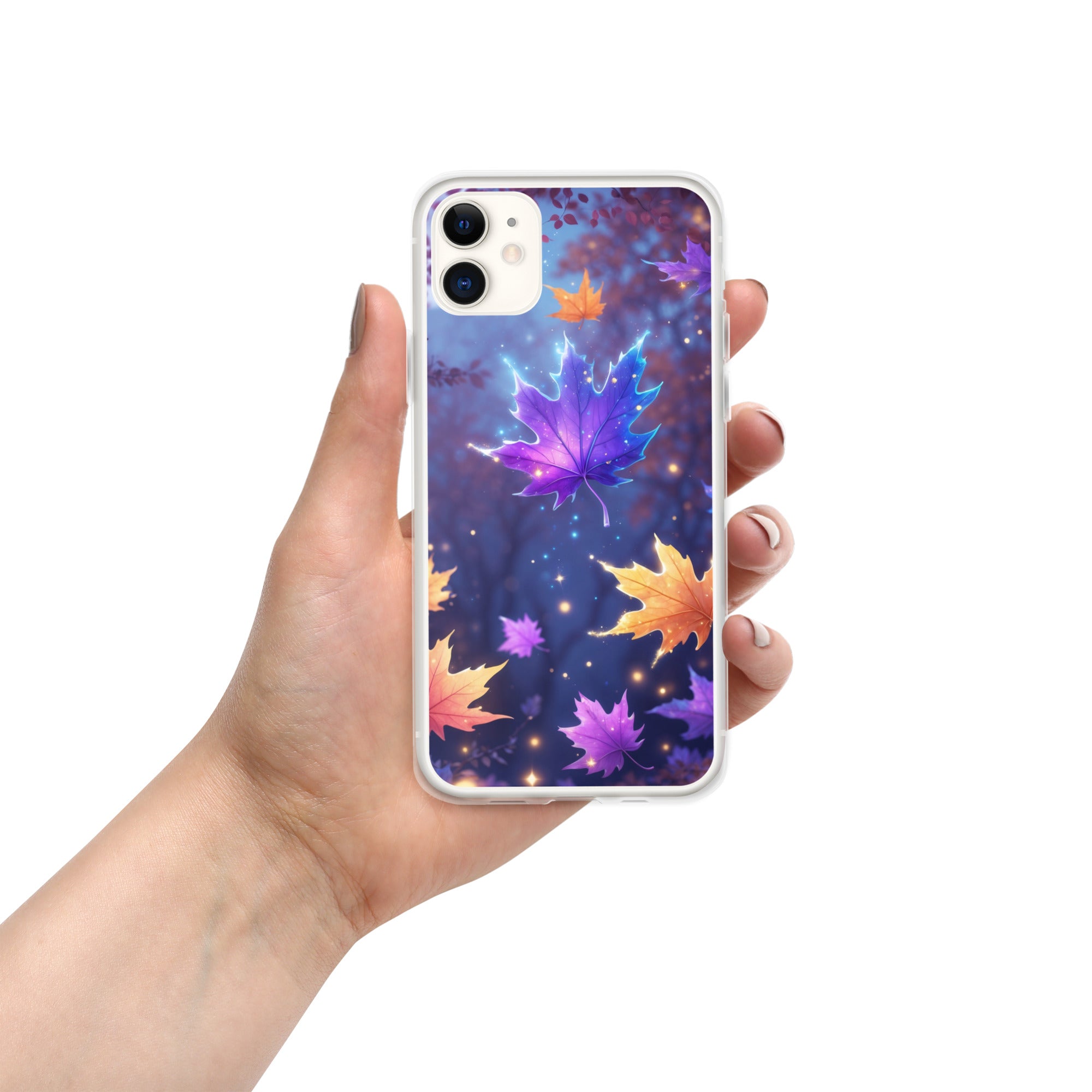 Enchanted Autumn Leaves Clear Case for iPhone 11 - Fantasy Fall Maple Leaf Protective Cover