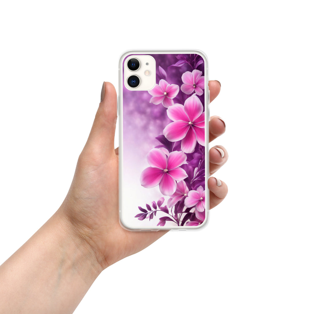 Violet Petal Bloom Clear Case for iPhone 11 - Pink & Purple Floral Protective Cover