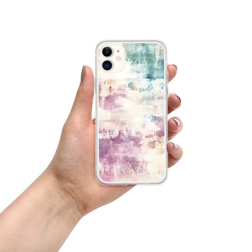 Pastel Abstract Brushstroke Clear Case for iPhone 11 - Artistic Pastel Pattern Protective Cover