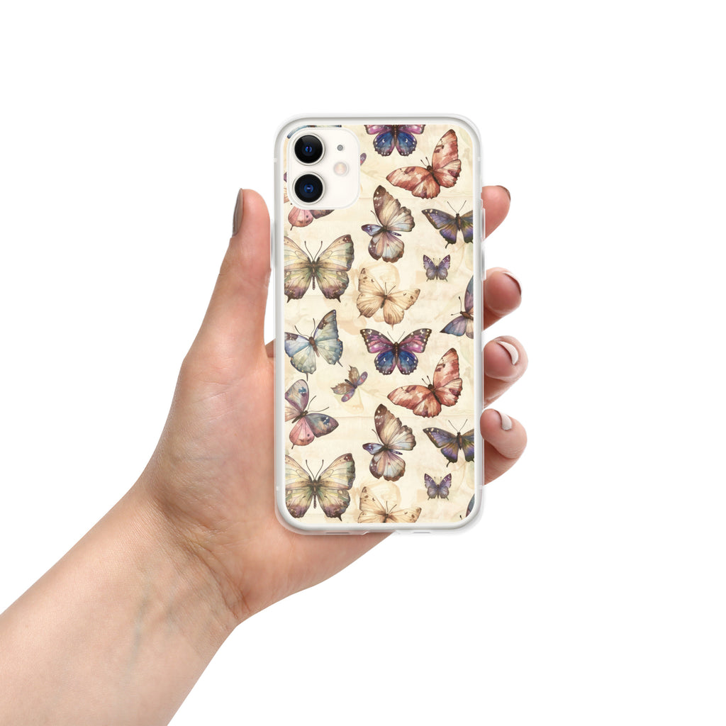 Butterfly Garden Clear Case for iPhone 11 - Elegant Pastel Butterfly Protective Cover