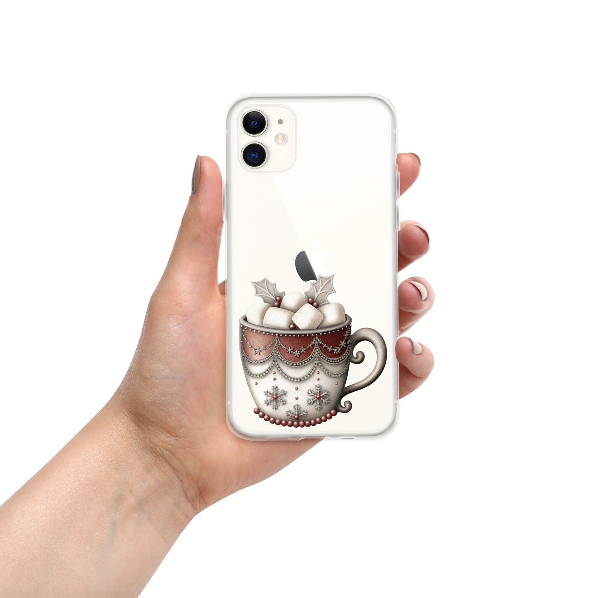 Holiday Cocoa Mug Clear Case for iPhone 11 - Christmas Cozy Aesthetic Protective Cover