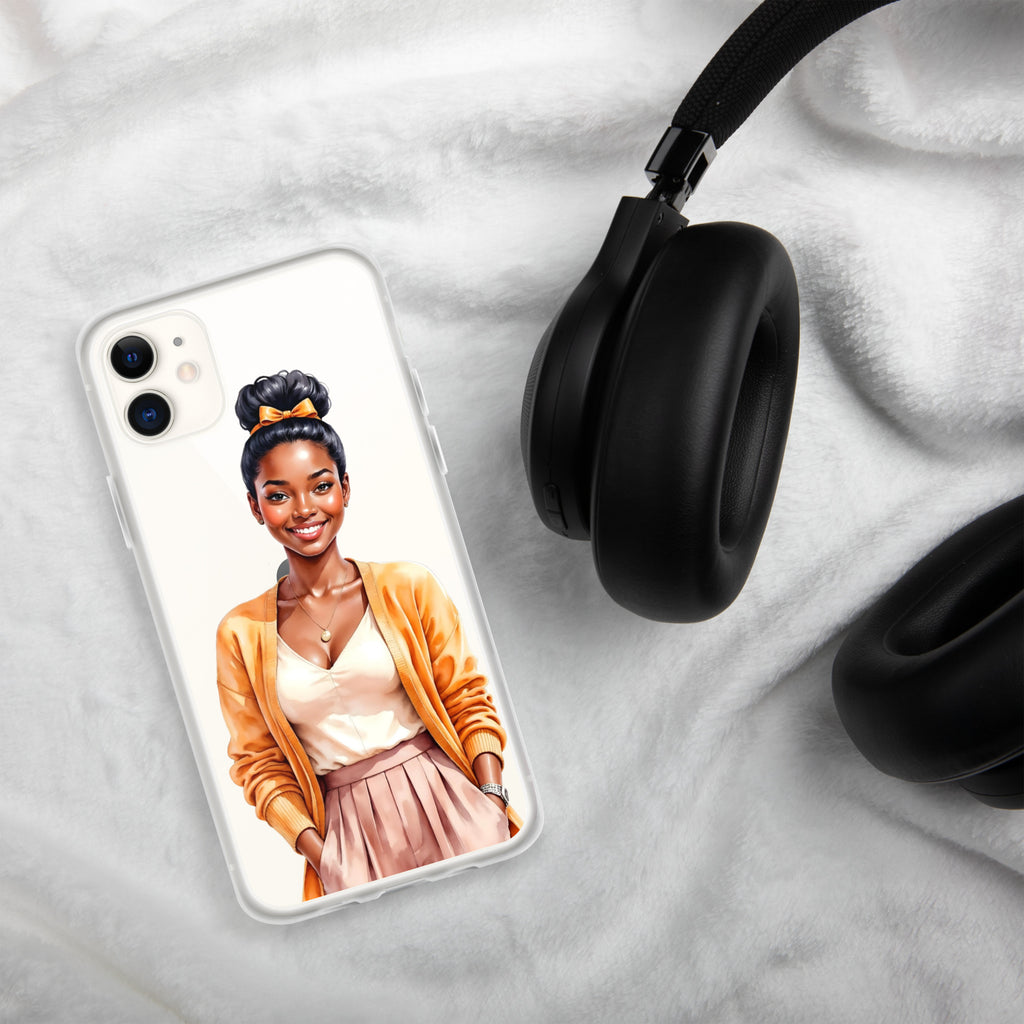 Golden Autumn Glow Girl Clear Case for iPhone 11 - Fashion Illustration Protective Cover