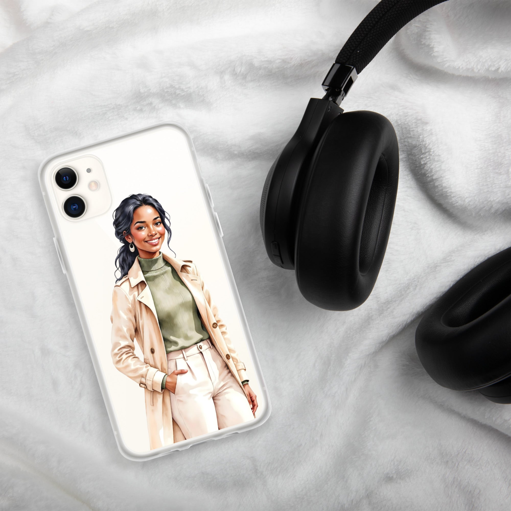 Chic Autumn Style Clear Case for iPhone 11 - Fashion Illustration Protective Cover