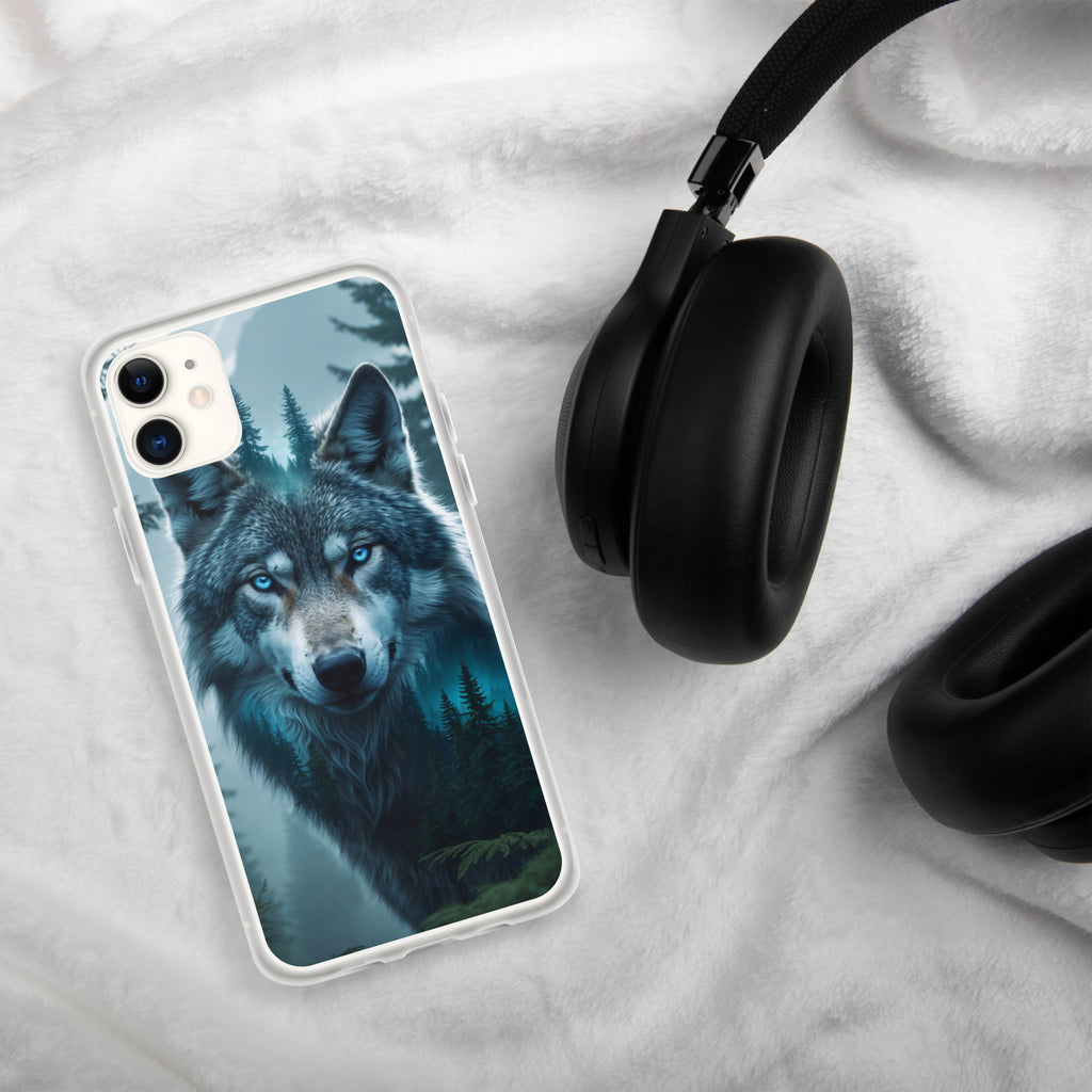 Arctic Forest Wolf Clear Case for iPhone 11 - Blue-Eyed Wolf Nature Protective Cover