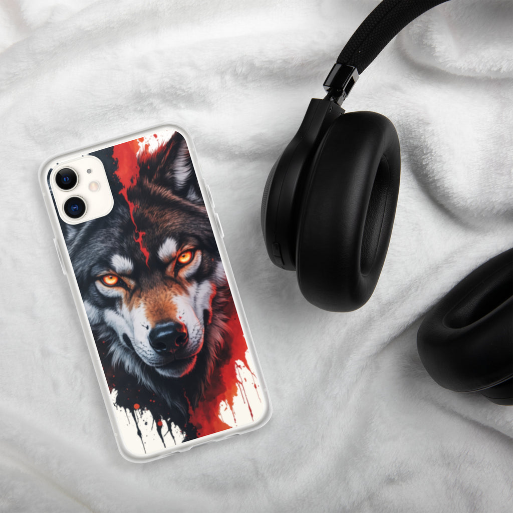 Dual Flame Wolf Clear Case for iPhone 11 - Fierce Wolf Artwork Protective Cover