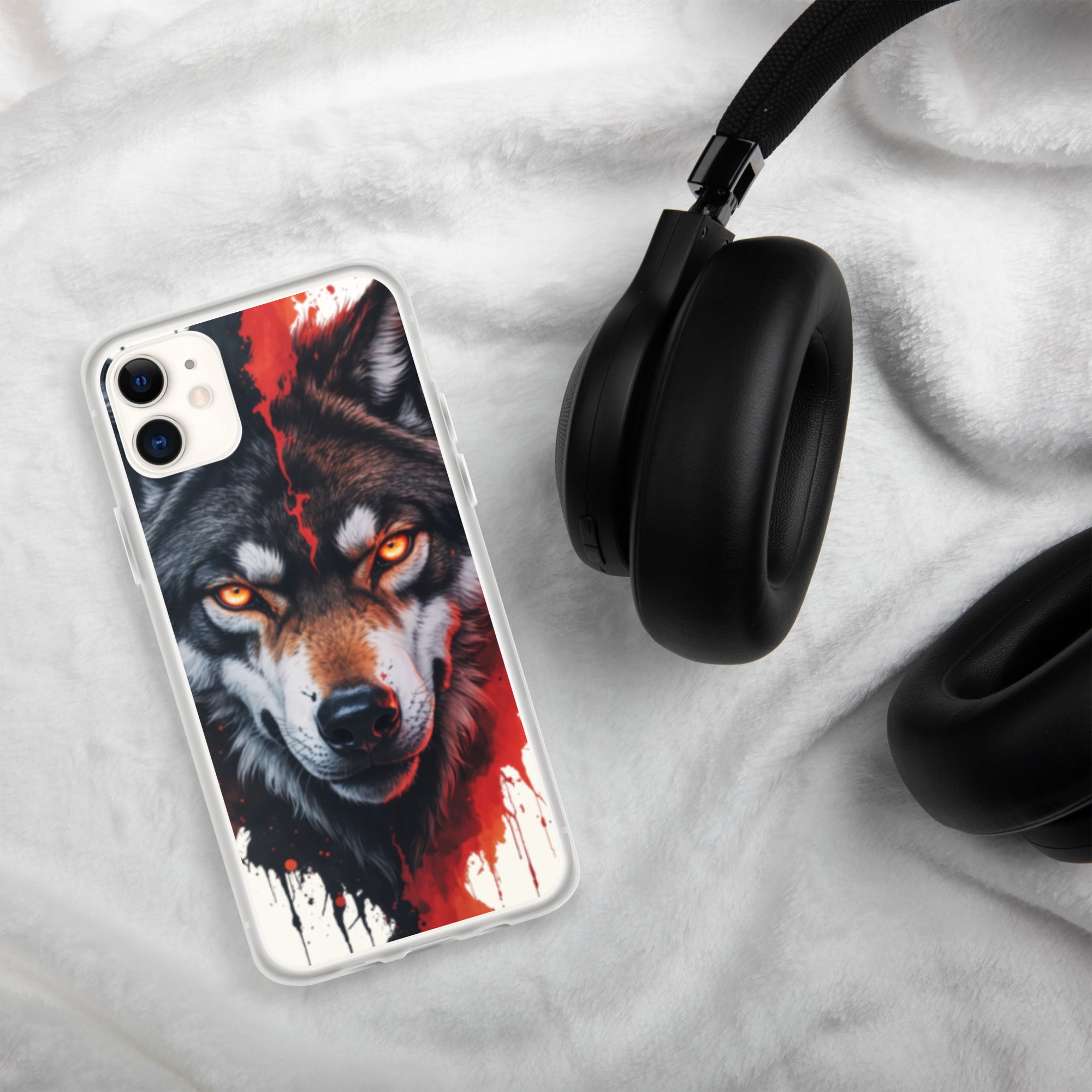 Dual Flame Wolf Clear Case for iPhone 11 - Fierce Wolf Artwork Protective Cover