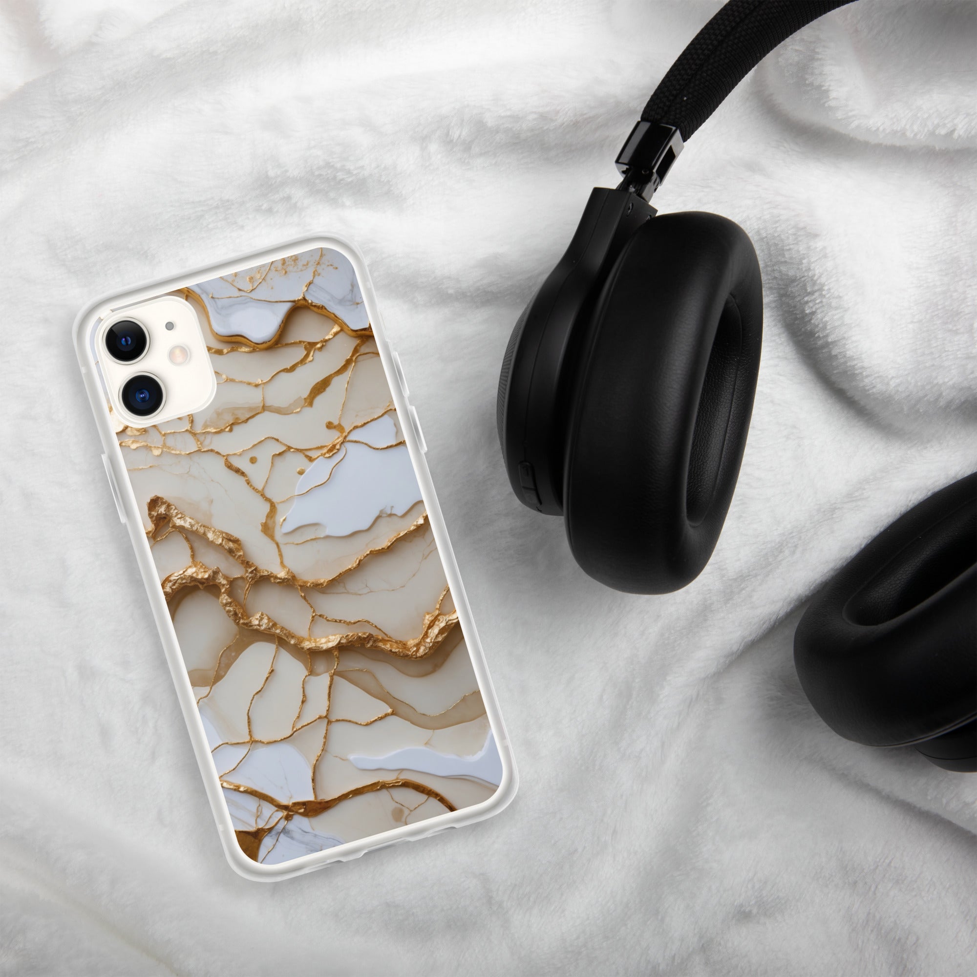 Ivory Golden Marble Elegance Clear Case for iPhone 11 - Luxury White & Gold Marble Protective Cover