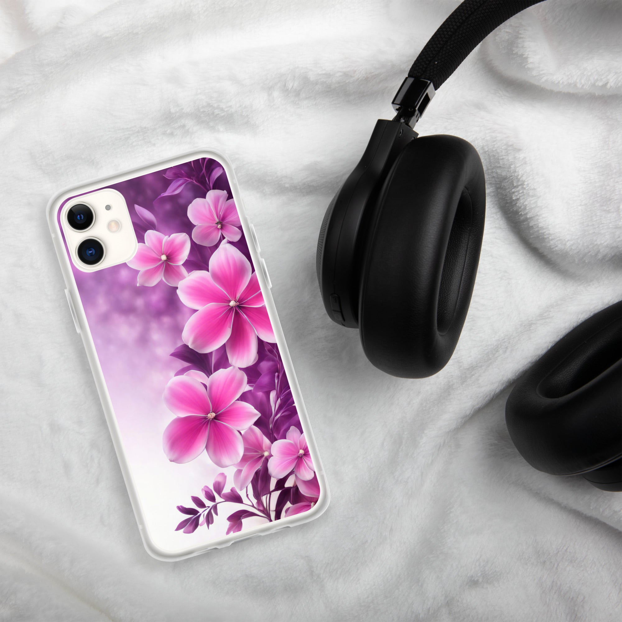 Violet Petal Bloom Clear Case for iPhone 11 - Pink & Purple Floral Protective Cover