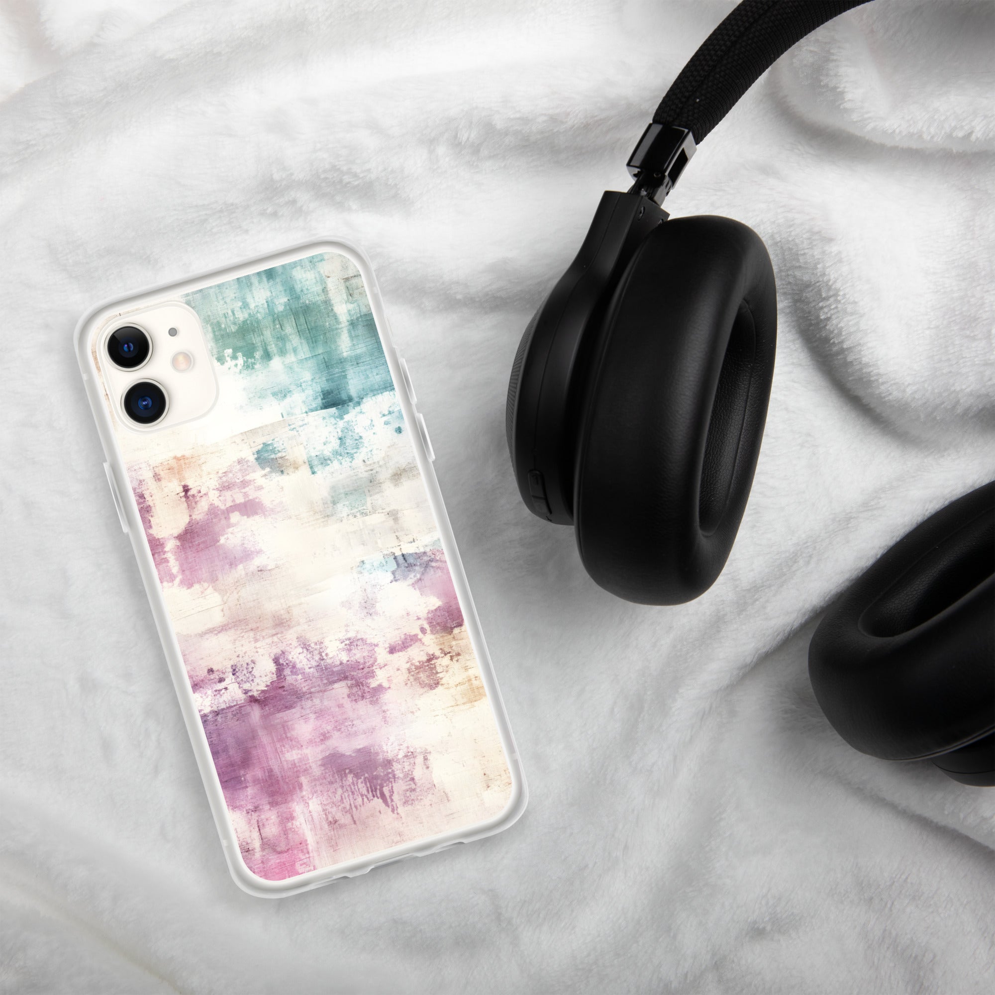 Pastel Abstract Brushstroke Clear Case for iPhone 11 - Artistic Pastel Pattern Protective Cover