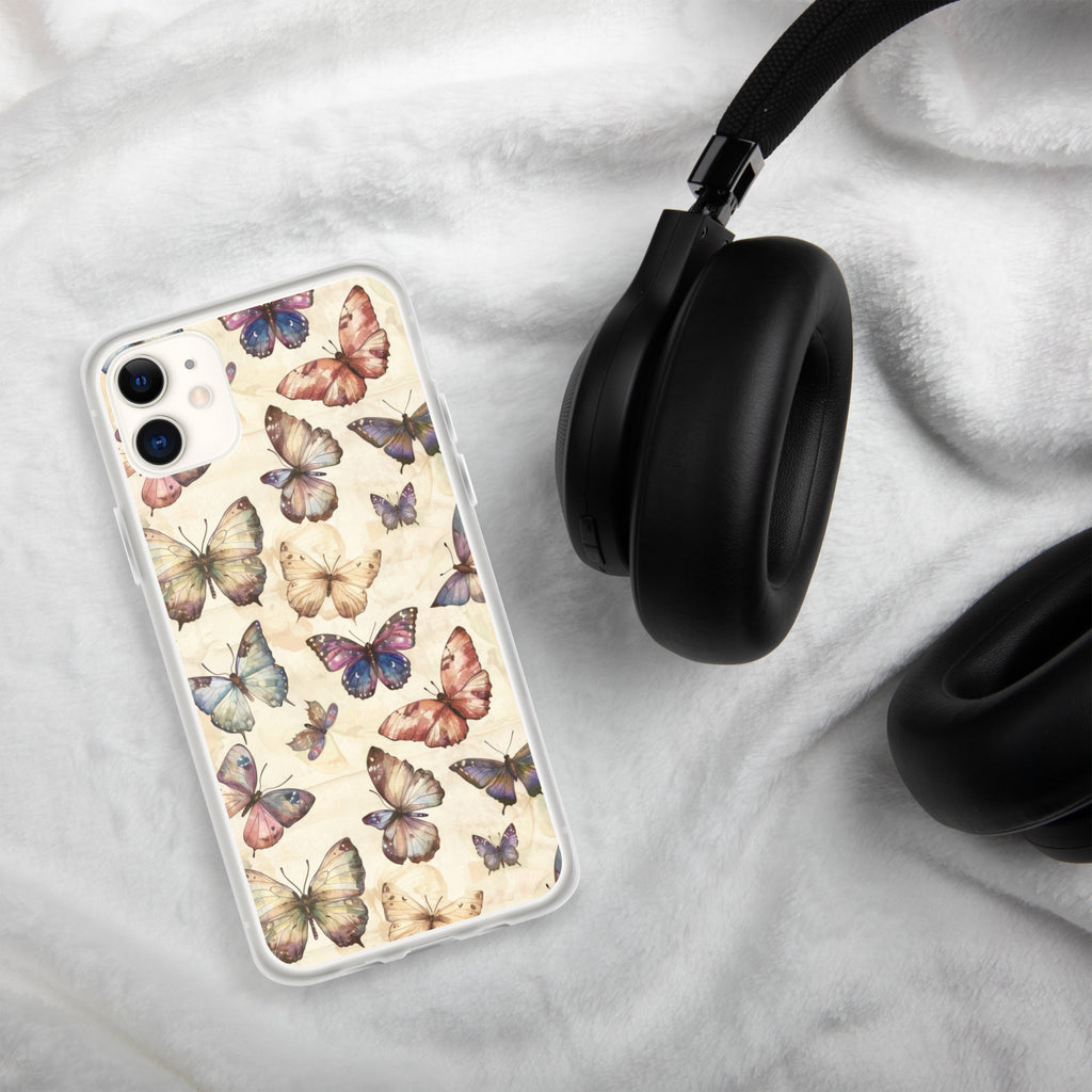 Butterfly Garden Clear Case for iPhone 11 - Elegant Pastel Butterfly Protective Cover