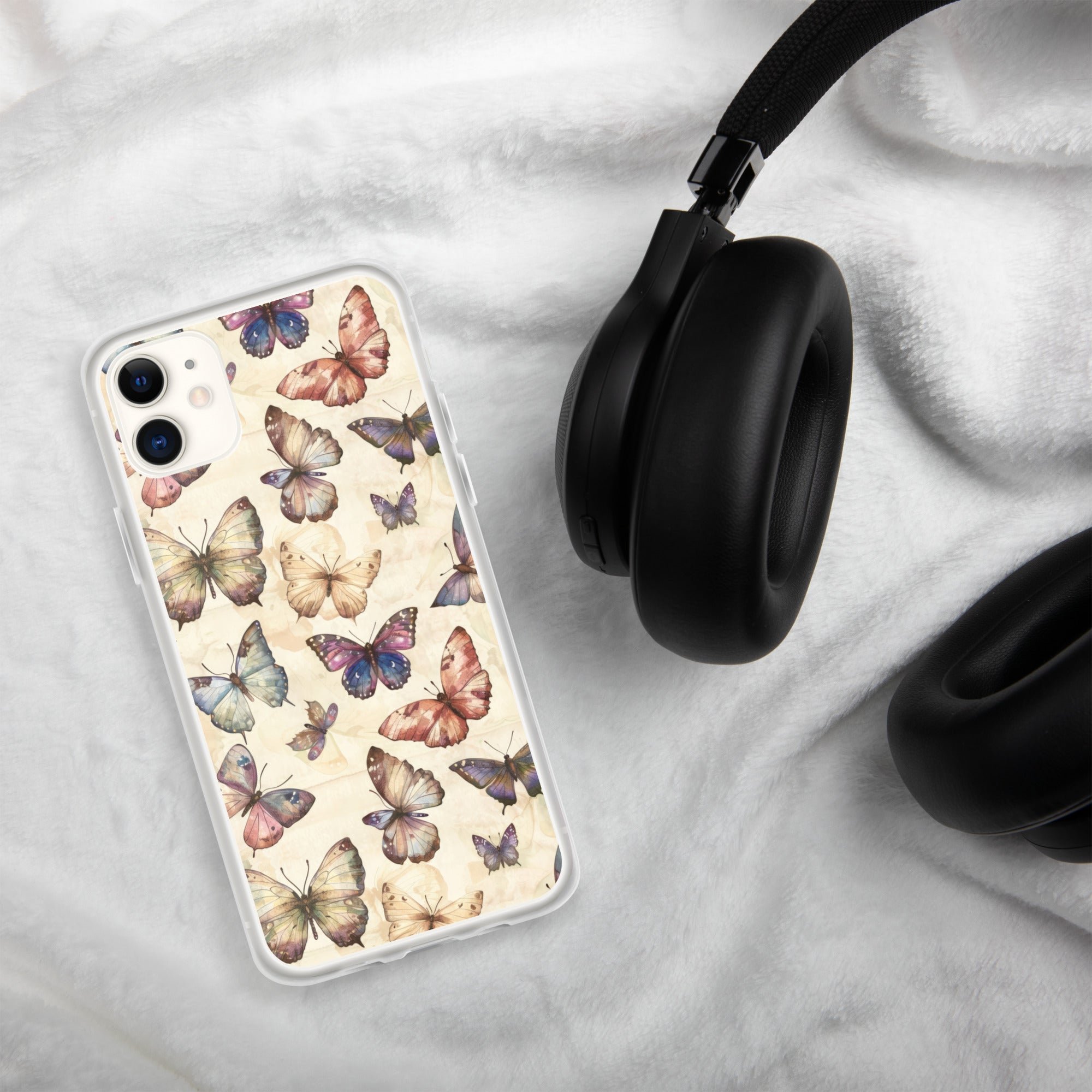 Butterfly Garden Clear Case for iPhone 11 - Elegant Pastel Butterfly Protective Cover