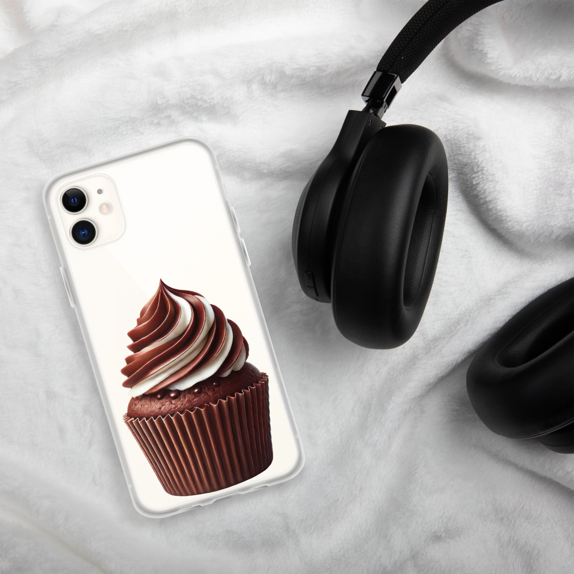 Chocolate Vanilla Swirl Cupcake Clear Case for iPhone 11 - Dessert Aesthetic Protective Cover