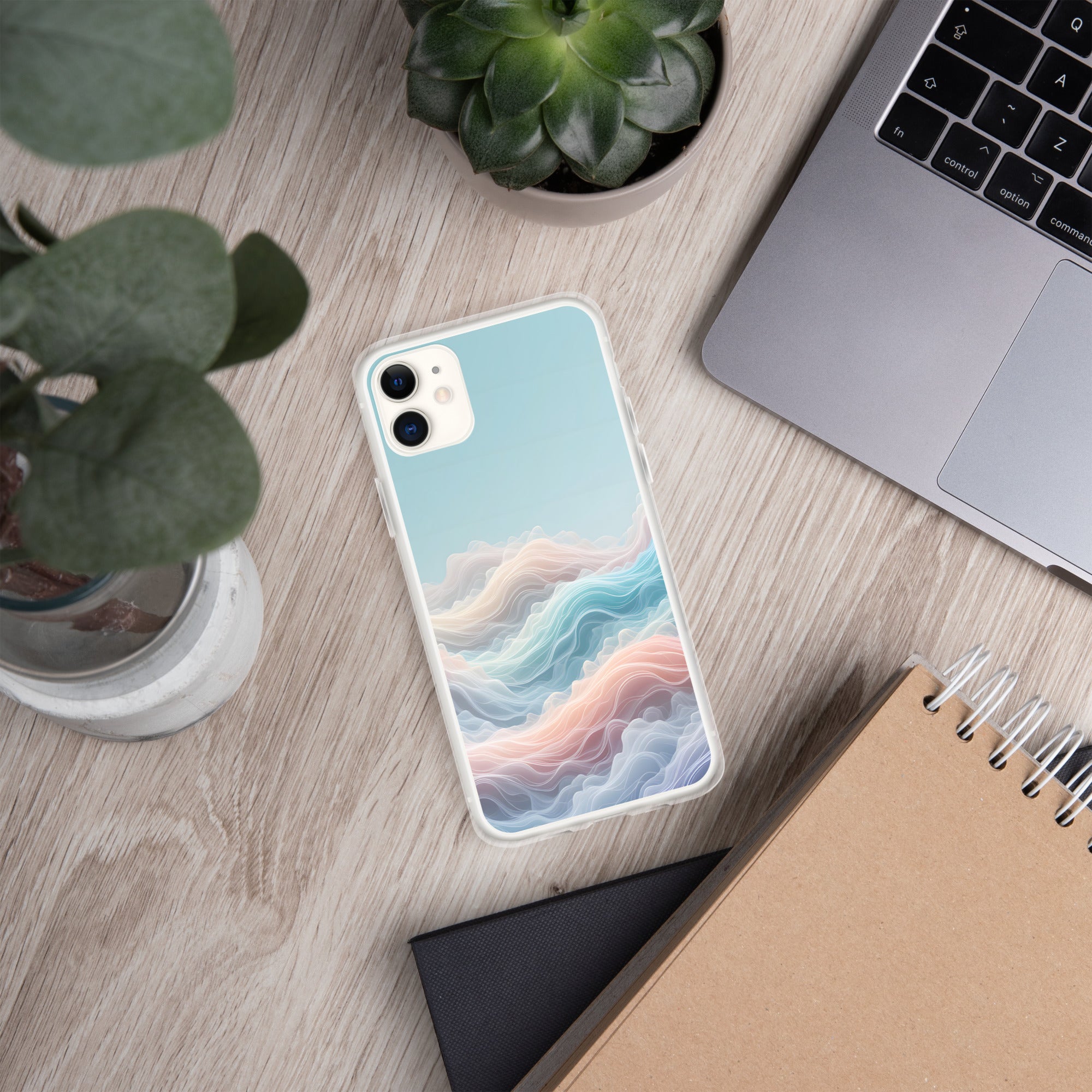 Horizon Dream Clear Case for iPhone 11 - Pastel Abstract Waves Protective Cover