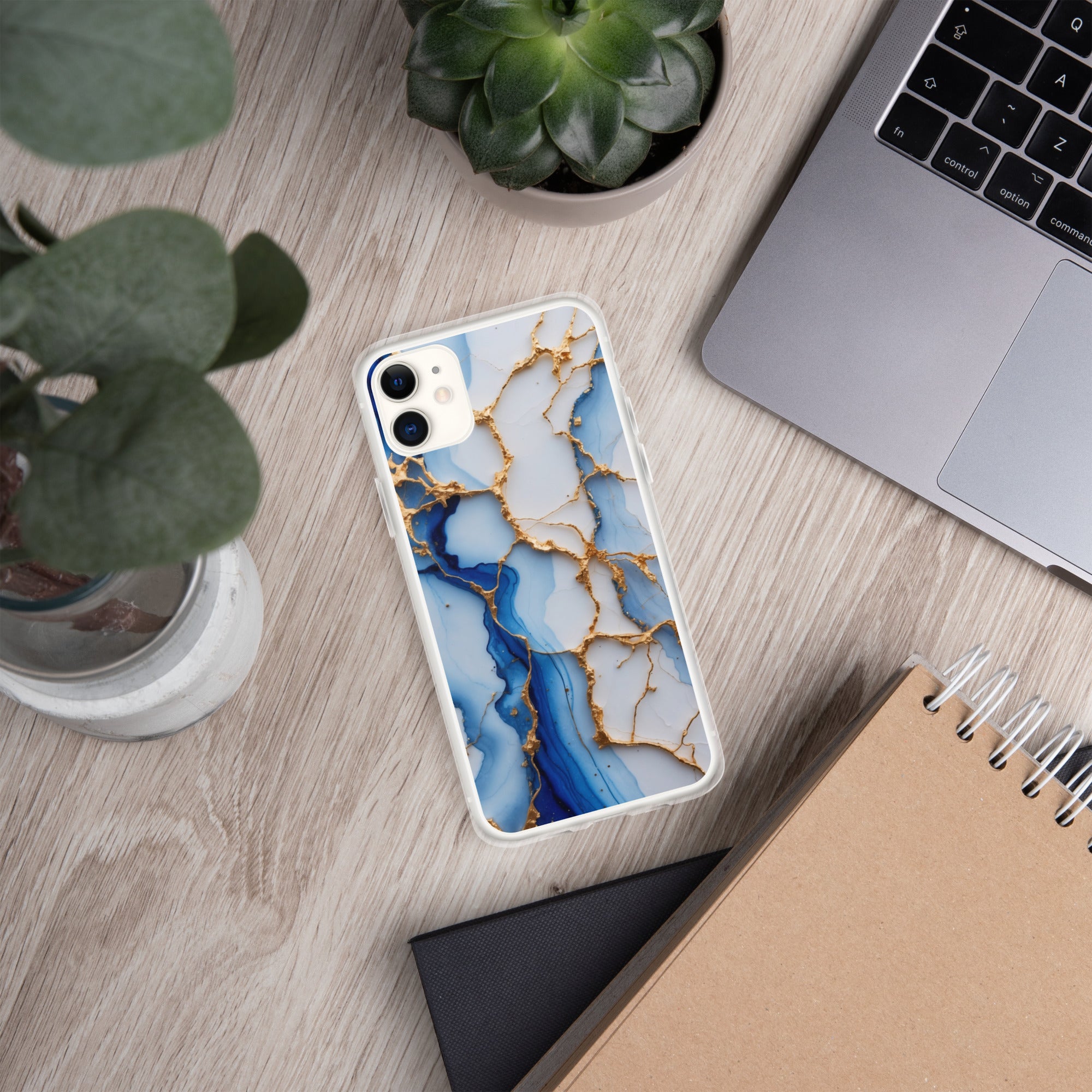 Royal Blue Marble Luxe Clear Case for iPhone 11 - Luxury Blue & Gold Marble Protective Cover