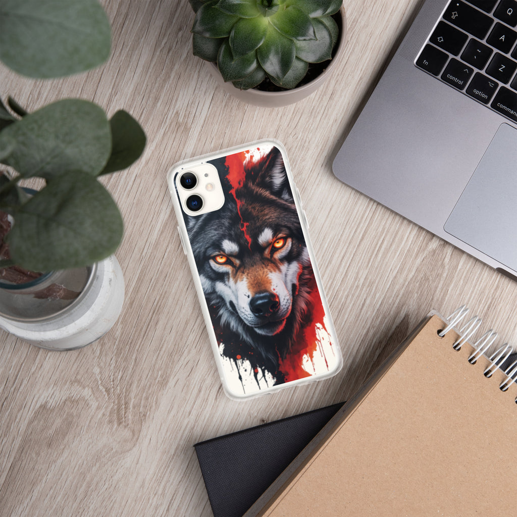 Dual Flame Wolf Clear Case for iPhone 11 - Fierce Wolf Artwork Protective Cover