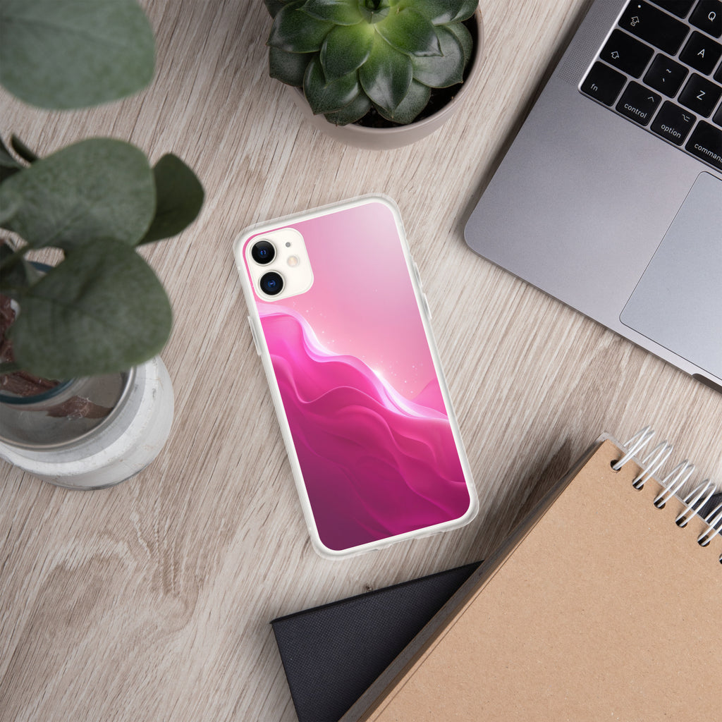 Pink Velvet Waves Dream Clear Case for iPhone 11 - Abstract Pink Gradient Protective Cover