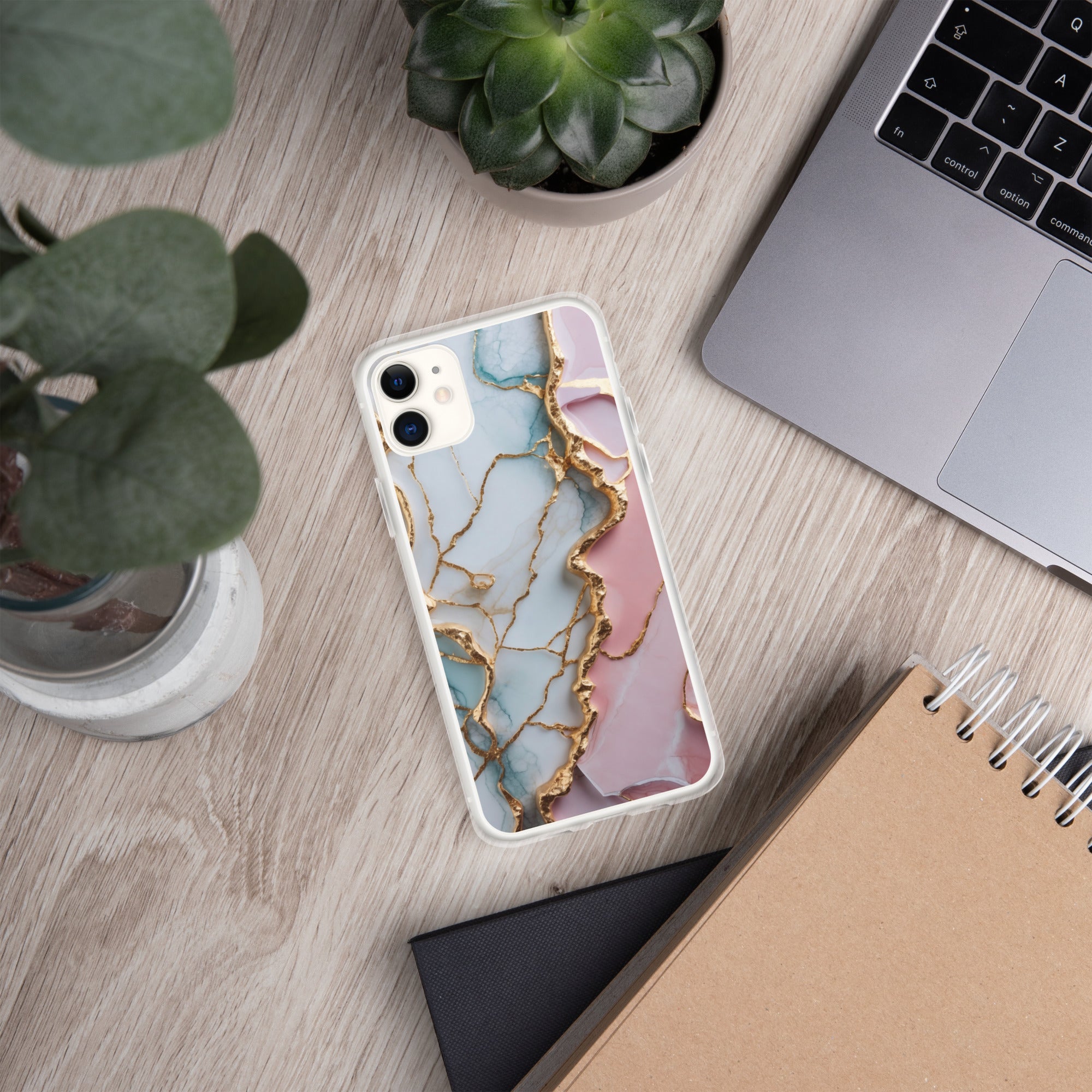 Pastel Golden Marble Fusion Clear Case for iPhone 11 - Luxury Pink & Blue Marble Protective Cover
