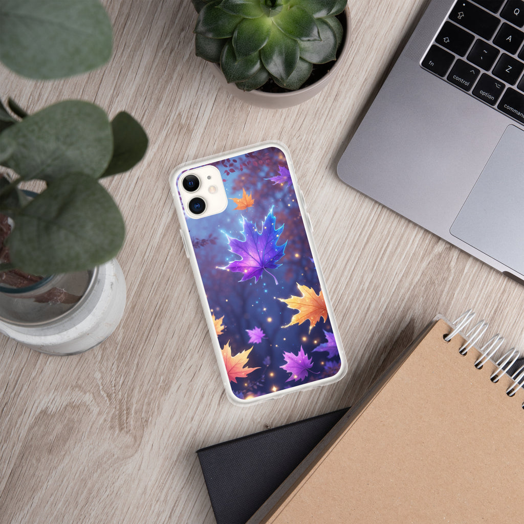 Enchanted Autumn Leaves Clear Case for iPhone 11 - Fantasy Fall Maple Leaf Protective Cover