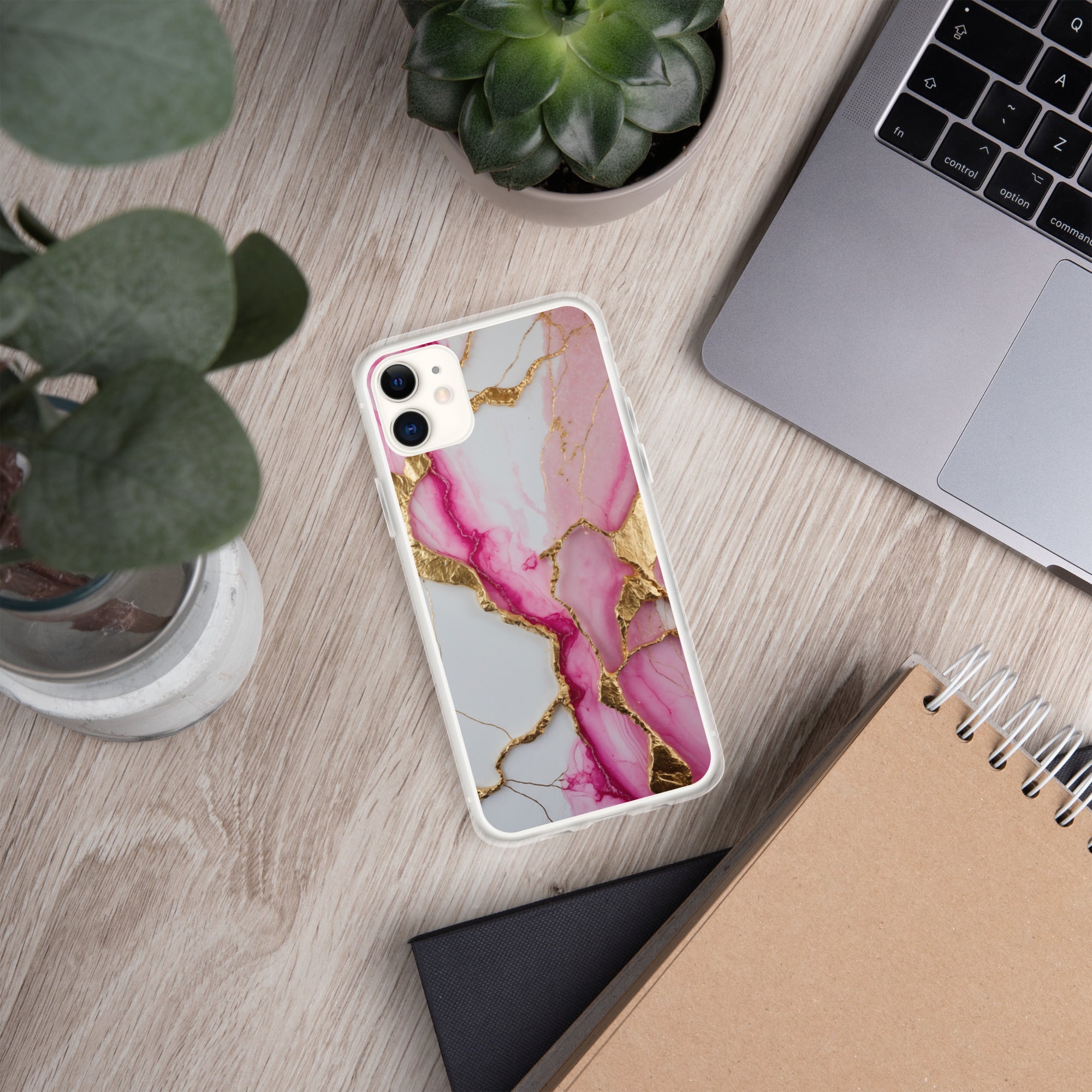 Pink Golden Marble Luxe Clear Case for iPhone 11 - Luxury Pink & Gold Marble Protective Cover