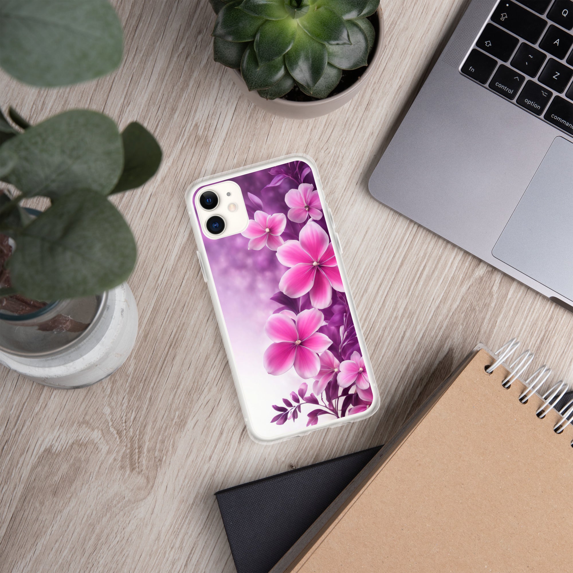 Violet Petal Bloom Clear Case for iPhone 11 - Pink & Purple Floral Protective Cover