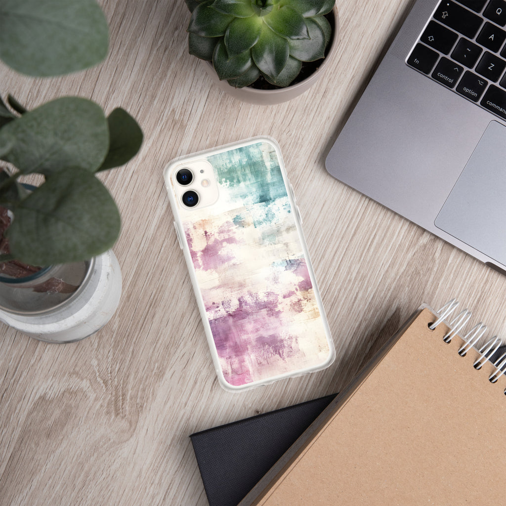 Pastel Abstract Brushstroke Clear Case for iPhone 11 - Artistic Pastel Pattern Protective Cover