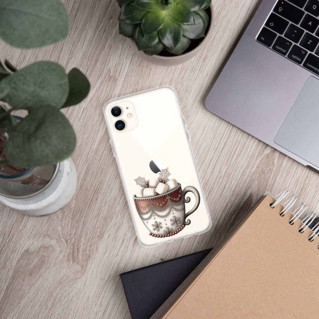 Holiday Cocoa Mug Clear Case for iPhone 11 - Christmas Cozy Aesthetic Protective Cover