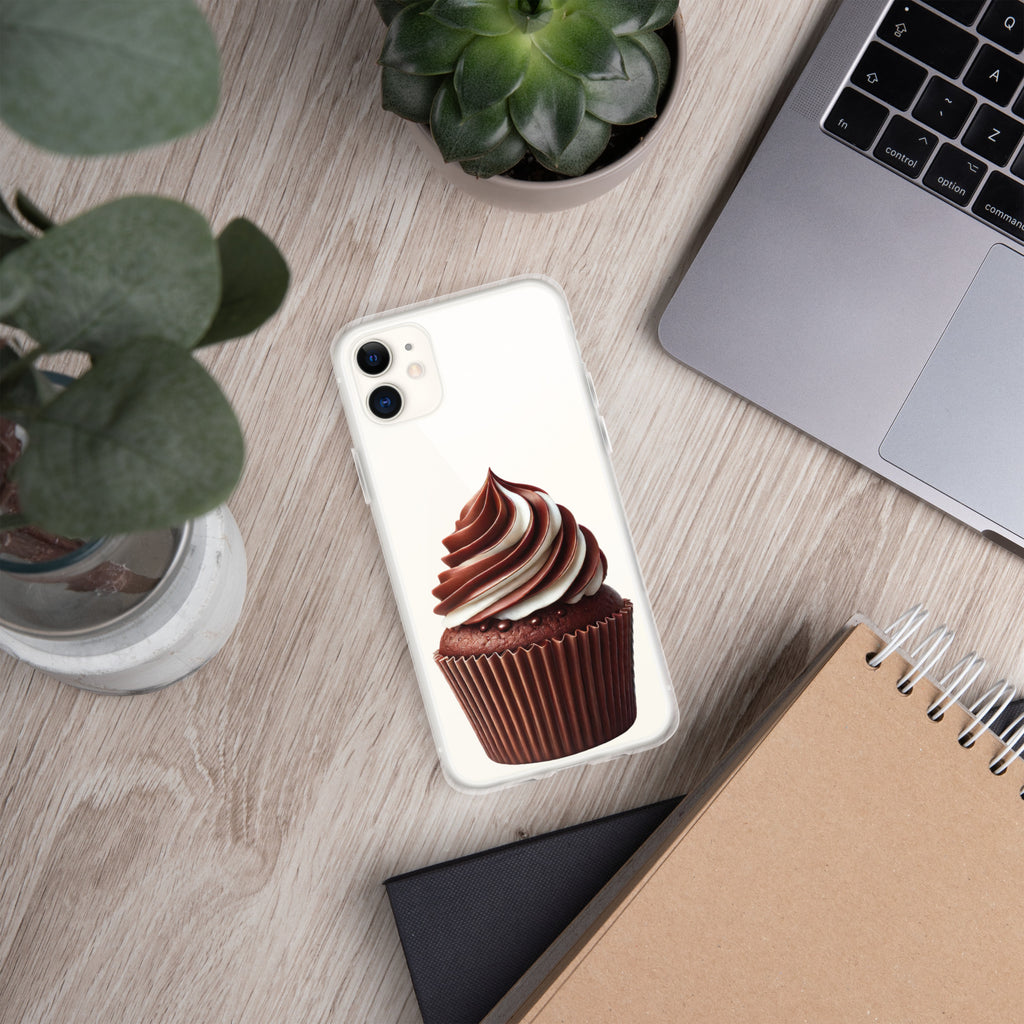 Chocolate Vanilla Swirl Cupcake Clear Case for iPhone 11 - Dessert Aesthetic Protective Cover