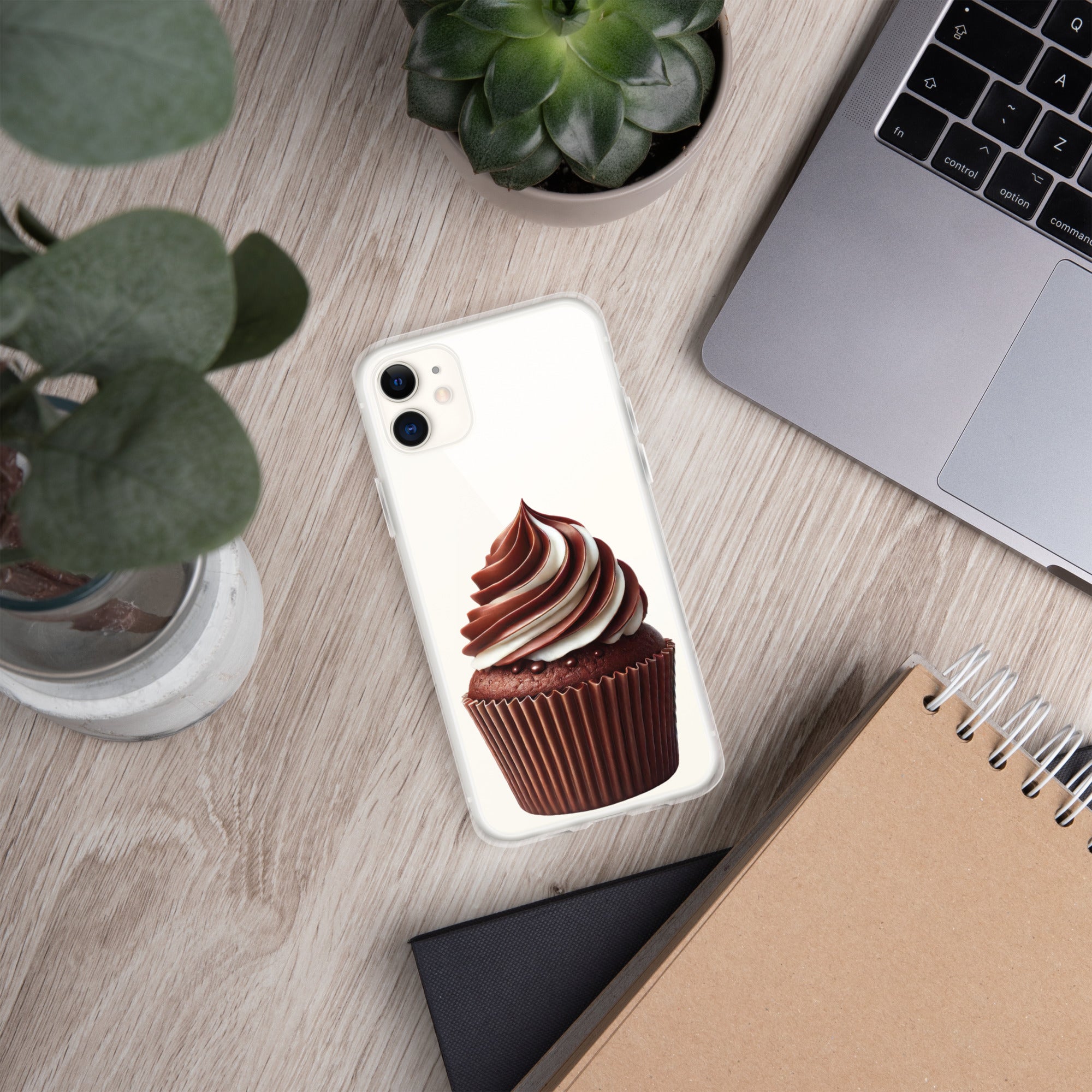 Chocolate Vanilla Swirl Cupcake Clear Case for iPhone 11 - Dessert Aesthetic Protective Cover